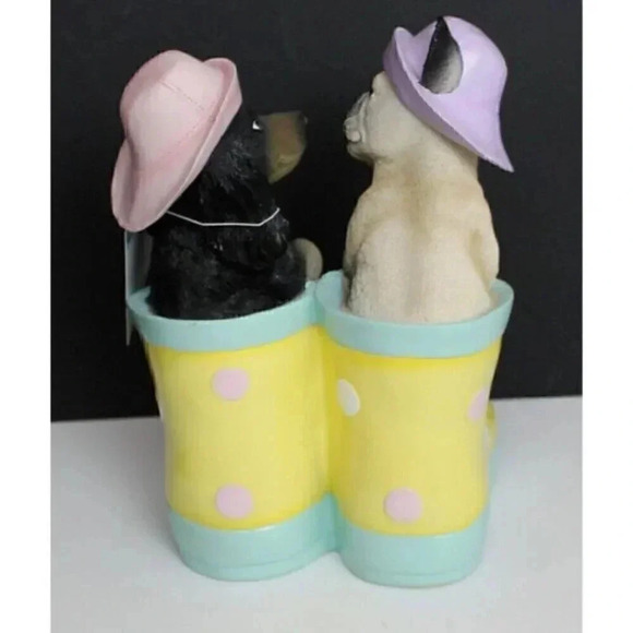 Easter Spring Dog Statue Dachshund & Pug In Rainboots Humane Society Figure - Picture 3 of 4